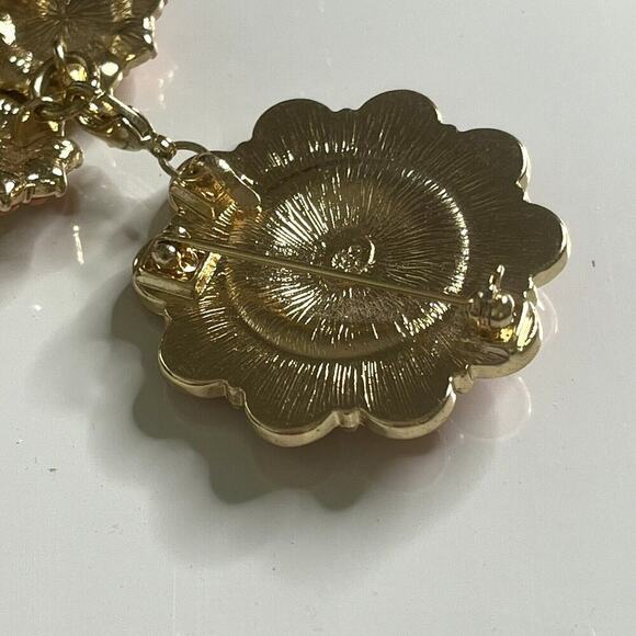 Premier Designs Orange Acrylics Clear Crystal Convertible Necklace Removable Pin - Picture 7 of 8